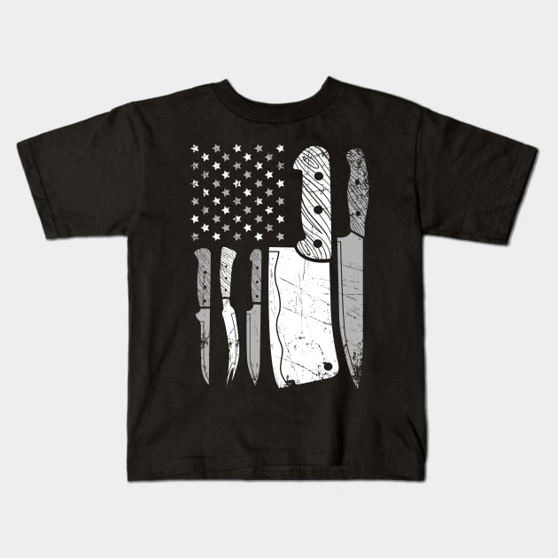 Chef Knife American Flag Kids T-Shirt by captainmood